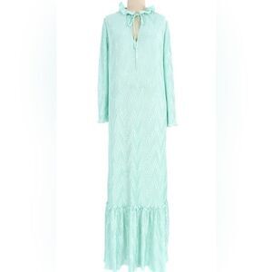 MARY MCFADDEN COLLECTION I BLUE DIMENSIONAL PLEATED DRESS S (VINTAGE)